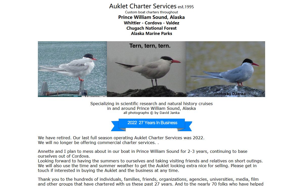 Auklet Charter Services - Scientific Research and Alaska Adventure Cruises