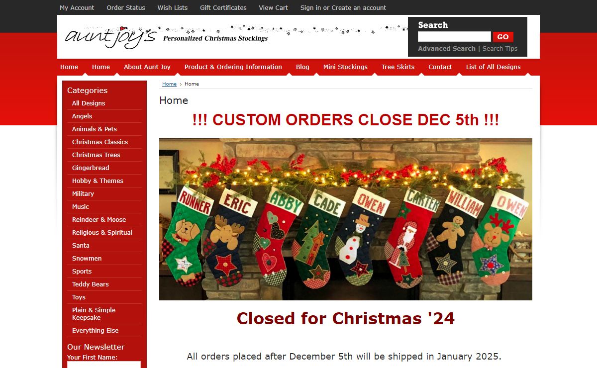 Aunt Joy's Personalized Christmas Stockings