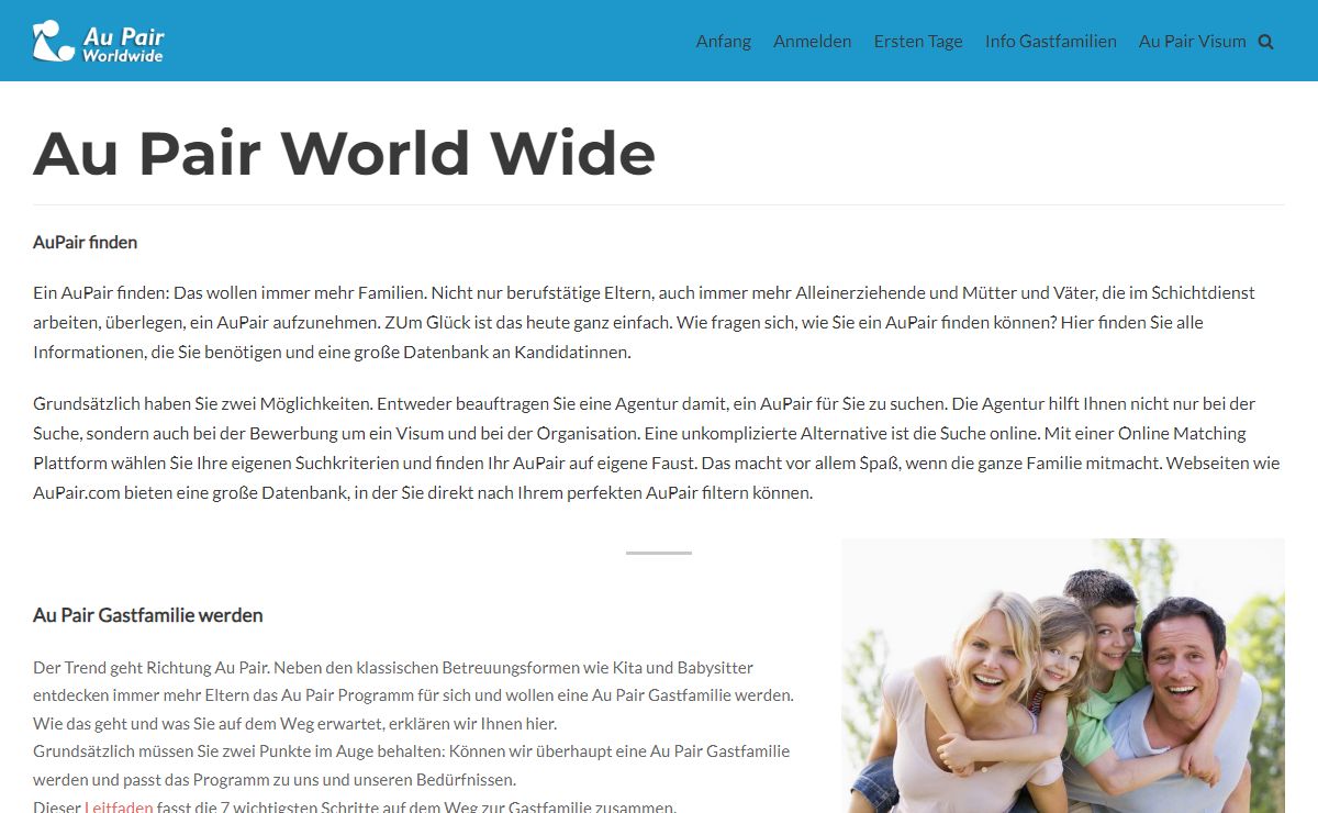 Au Pair World Wide - Au Pair fnden mit oder ohne Agentur