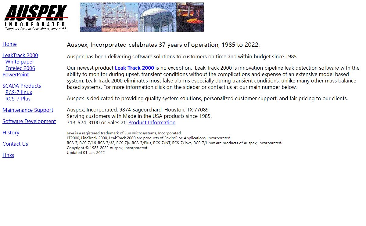 Auspex SCADA Systems - index frames page