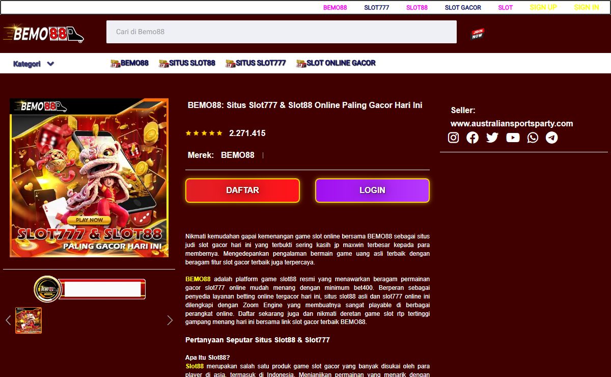 BEMO88: Situs Slot777 & Slot88 Online Paling Gacor Hari Ini