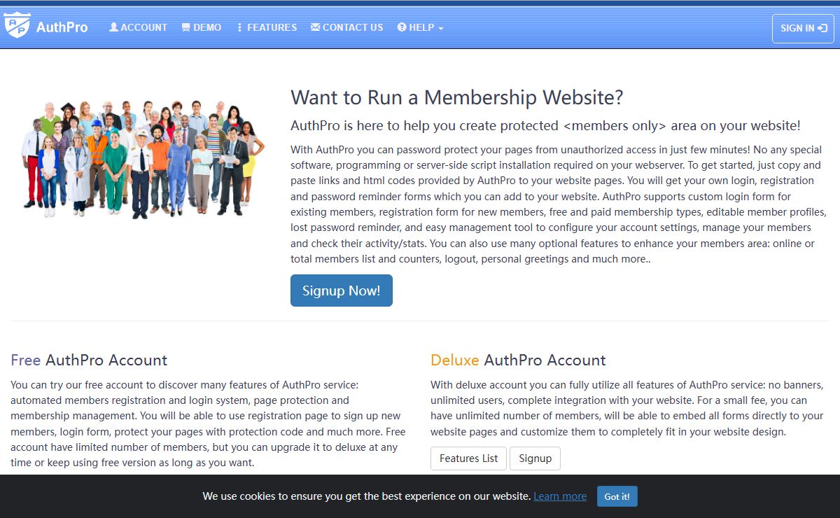 Login, password protection and membership management service for your website - AuthPro