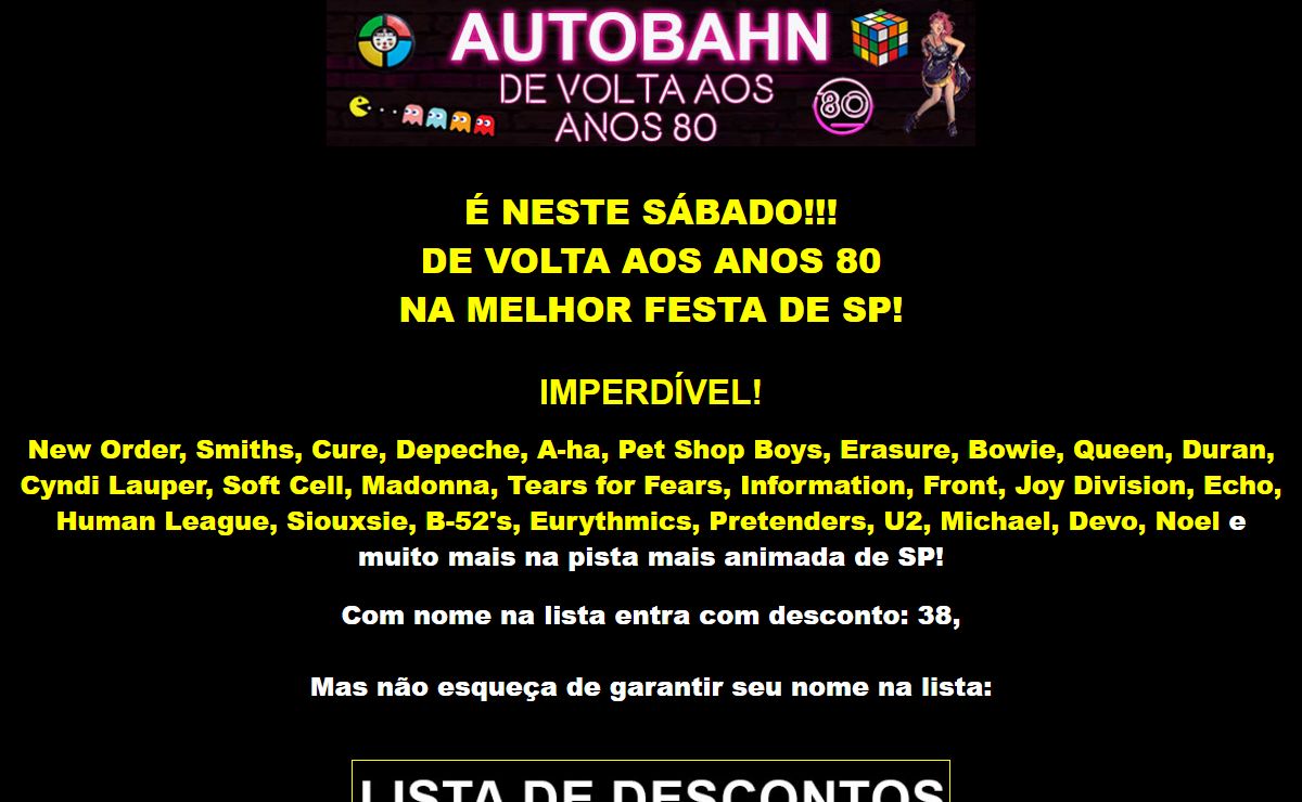Projeto Autobahn - A Festa ANOS 80