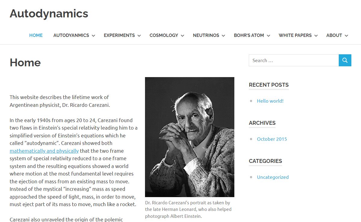 Autodynamics – The work of Dr. Ricardo Carezani