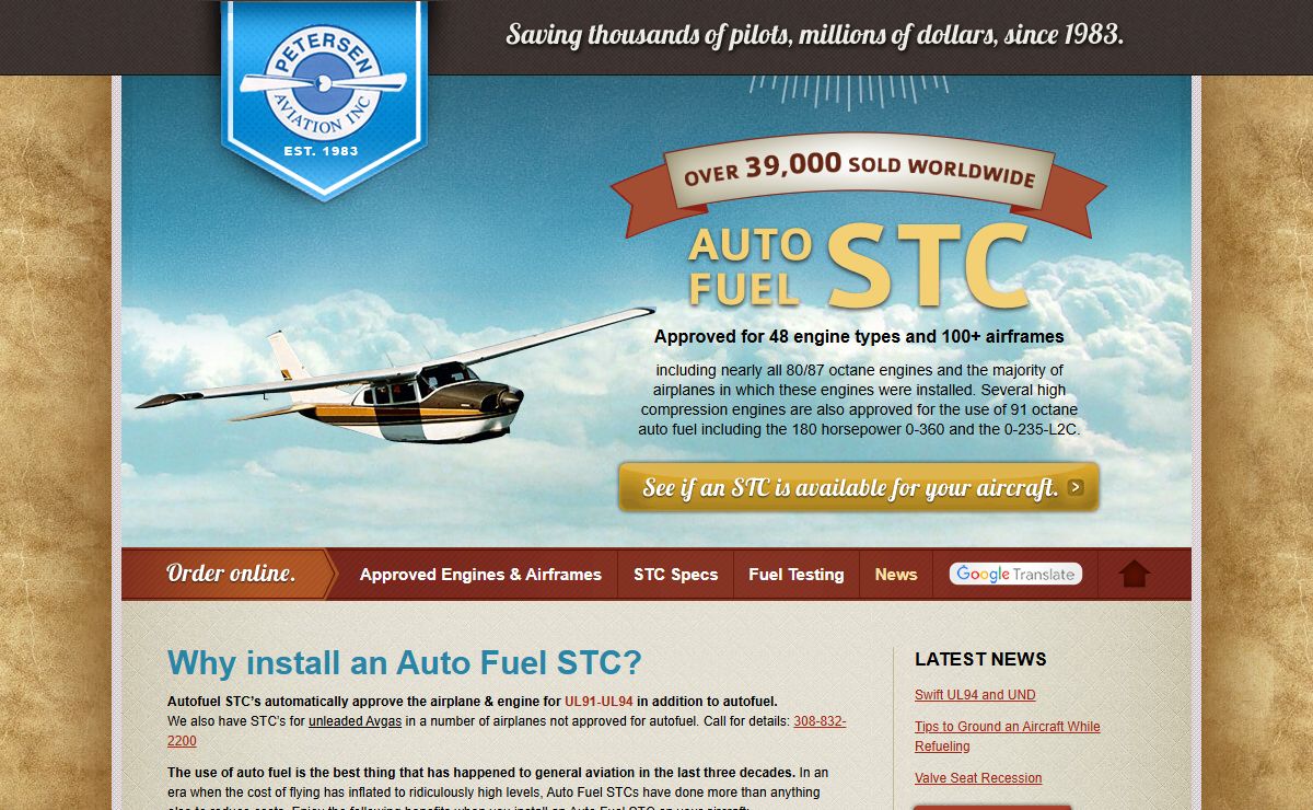 Petersen Aviation | Auto Fuel STC