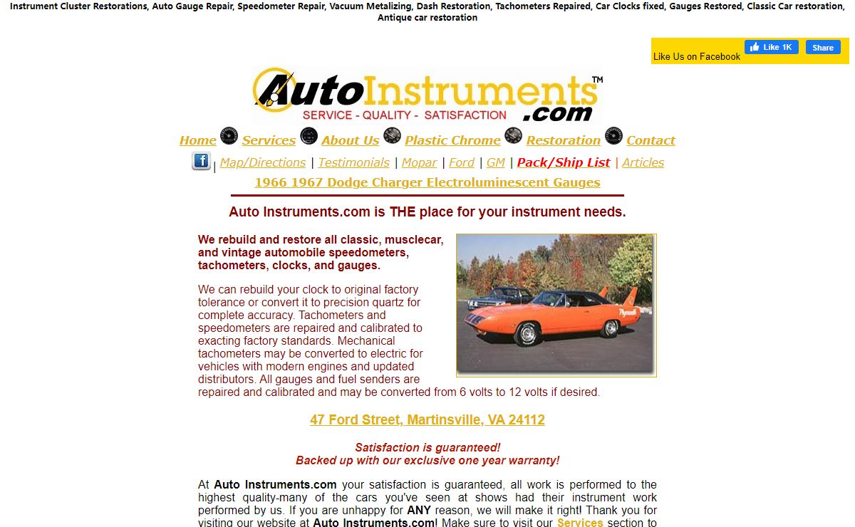 Speedometer Repair Tachometer Clock and Gauge Restoration for Musclecars and Vintage Automobiles