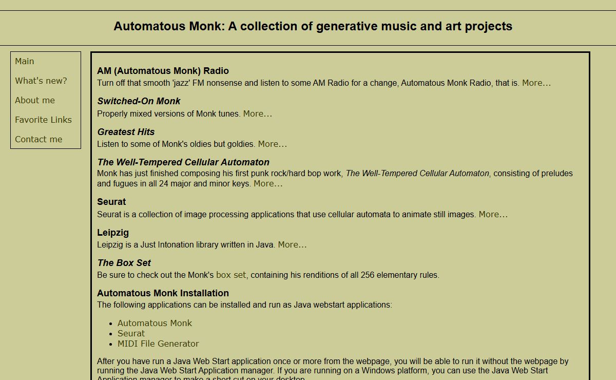 Automatous Monk: Music (and art) from simple programs