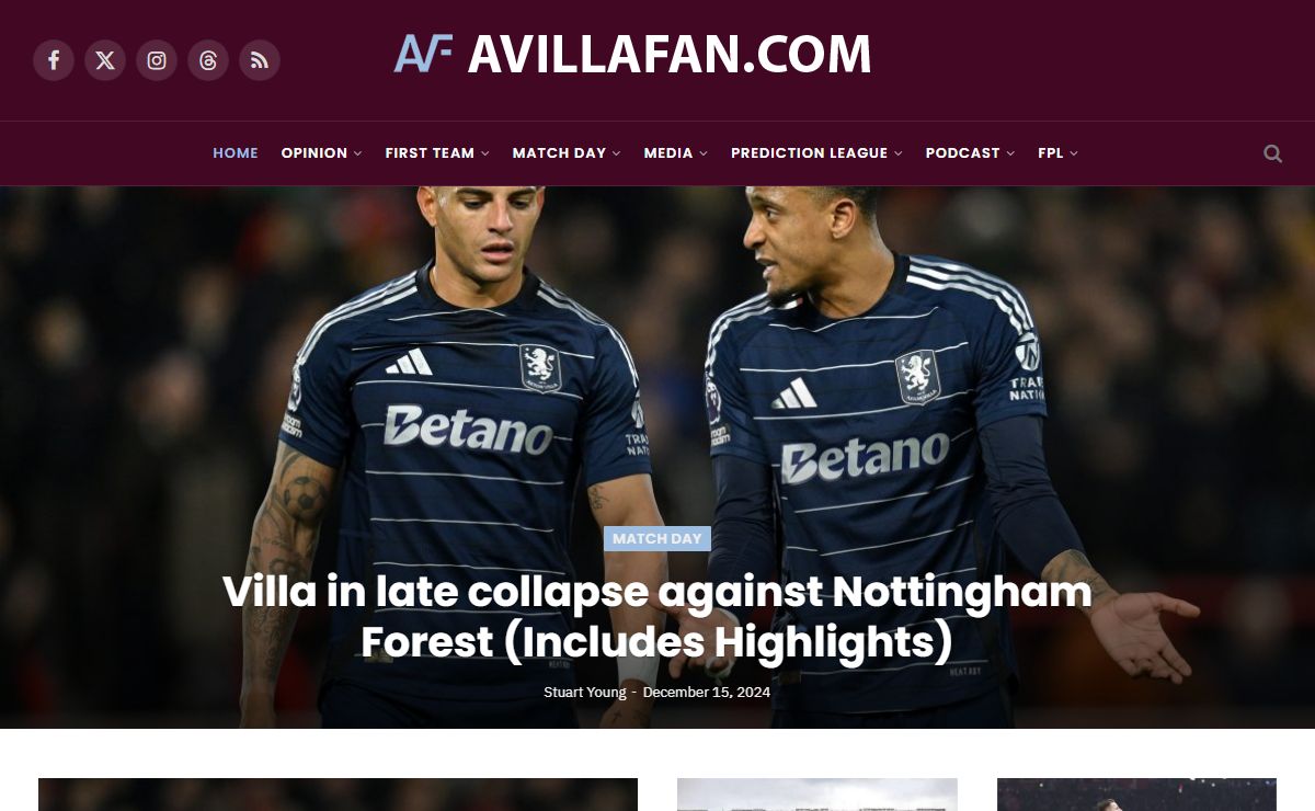AVFC – Avillafan.com – Aston Villa Fansite, Blog, & Forum.. – Aston Villa AVFC Avillafan.com, for latest news, views, stats, talk on our forums with fellow fans and supporters.