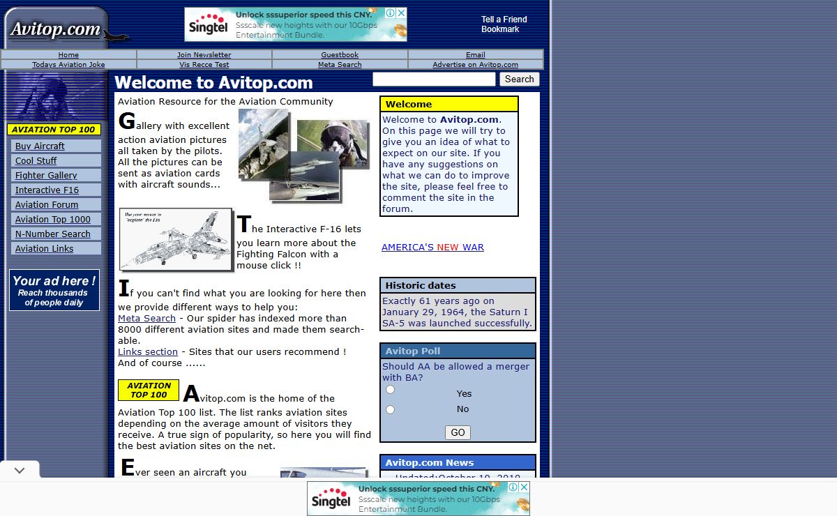 www.Avitop.Com - Aviation Top 100, Search for N-numbers, f-16 pictures and info, links, Pictures + Much more