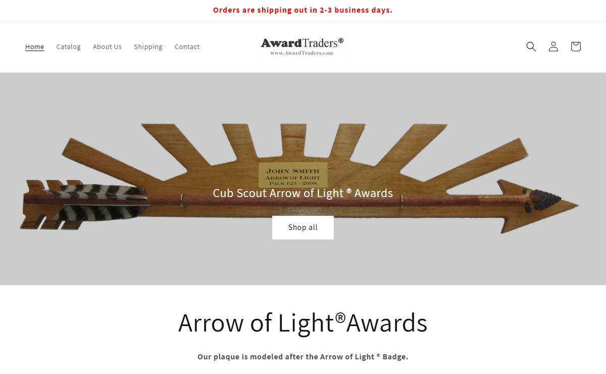 Arrow of Light Award – AwardTraders