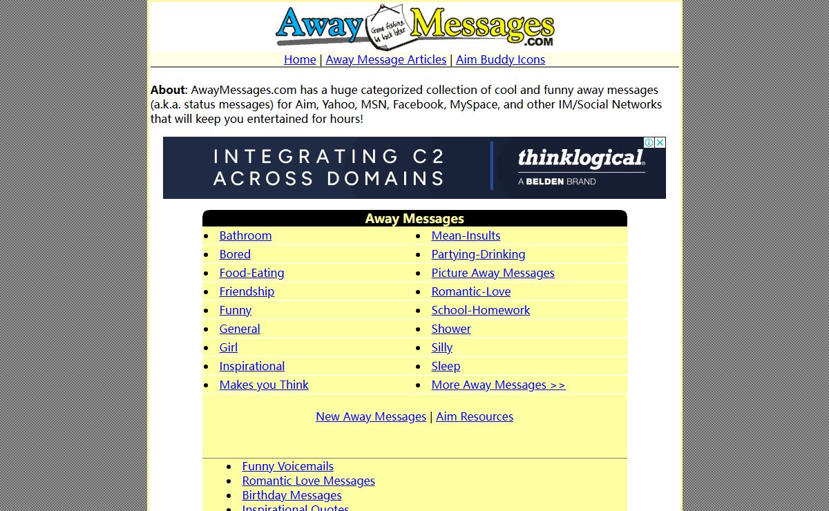 Away Messages: Funny Status Messages & Aim Away Messages