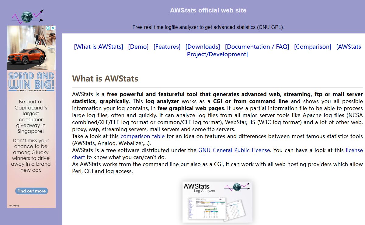 AWStats - Open Source Log File Analyzer for advanced statistics (GNU GPL)