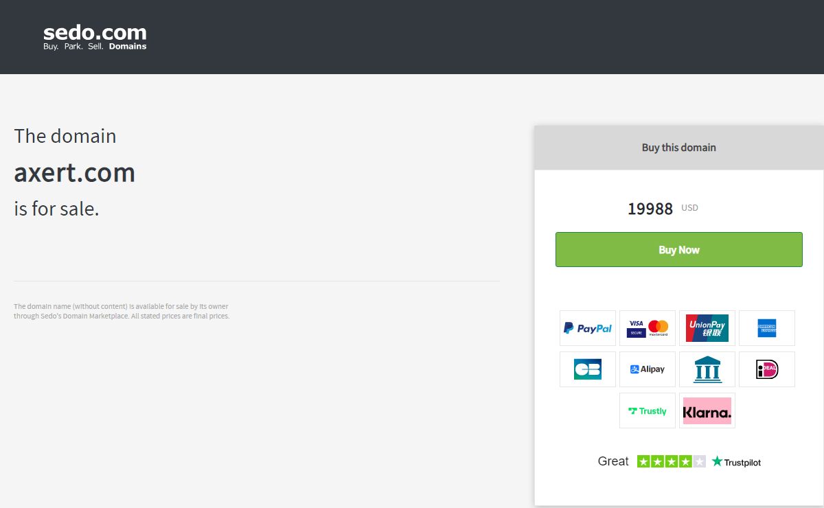 axert.com is available for purchase - Sedo.com