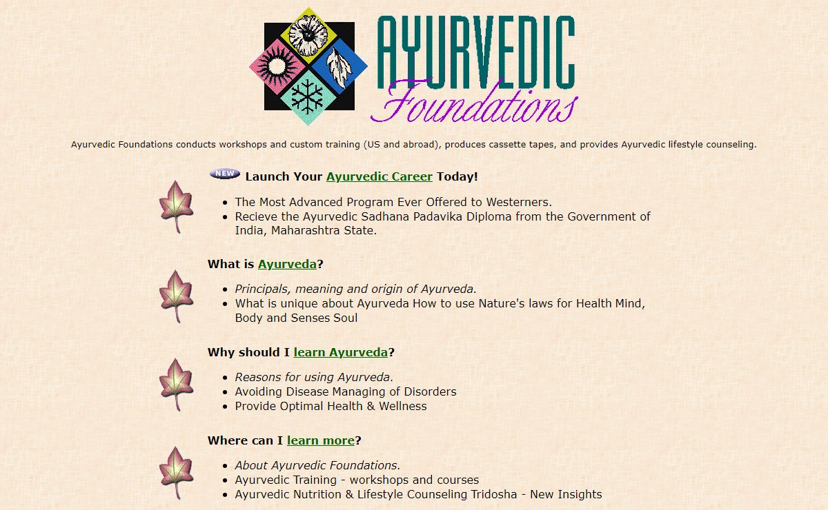 Ayurvedic Foundations Web Site