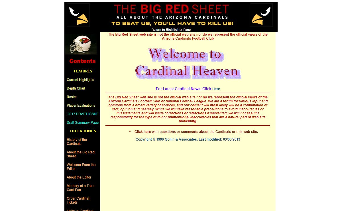 Arizona Cardinals Big Red Sheet