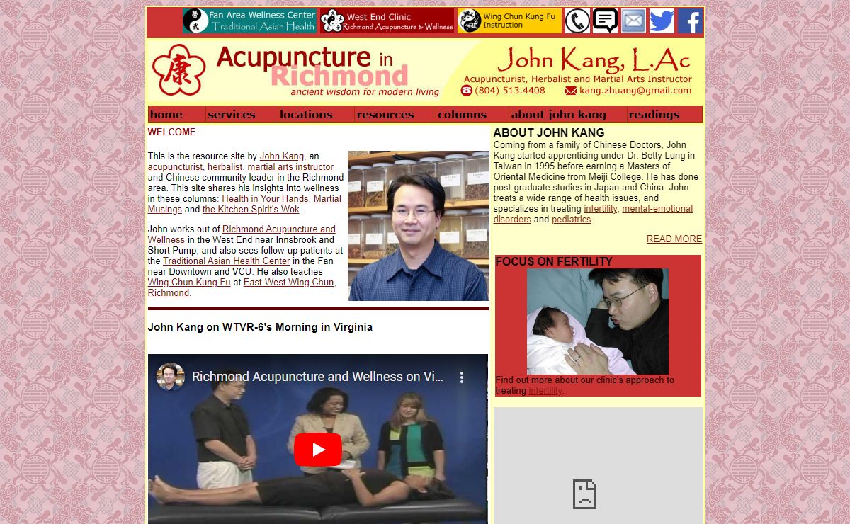 Acupuncture in Richmond: John Kang, LAC. Offices Downtown and West End RVA