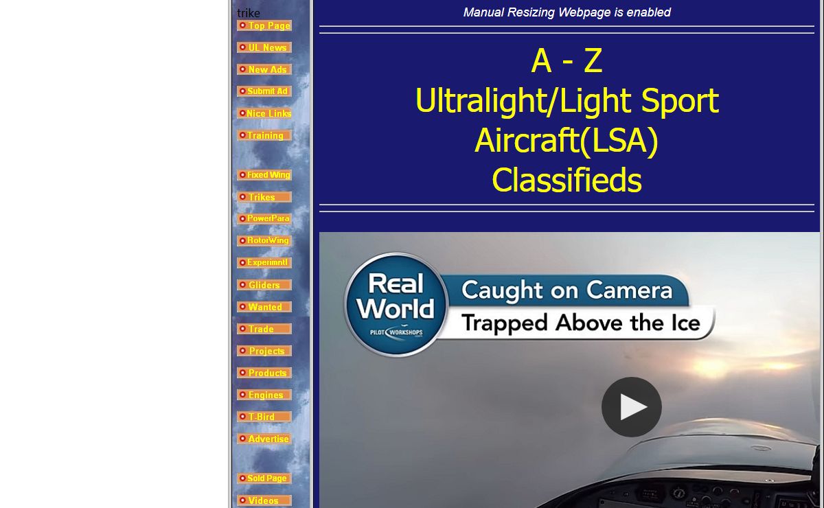 A-Z Ultralight Classifieds - Inital Start Page