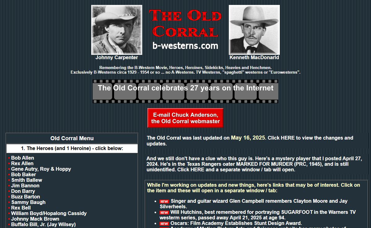 The Old Corral at b-westerns.com