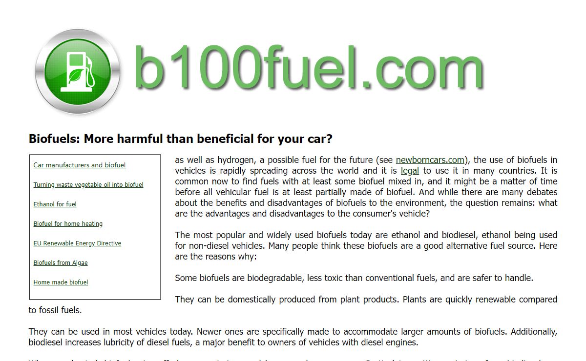 B100 Fuel - living with biodiesel