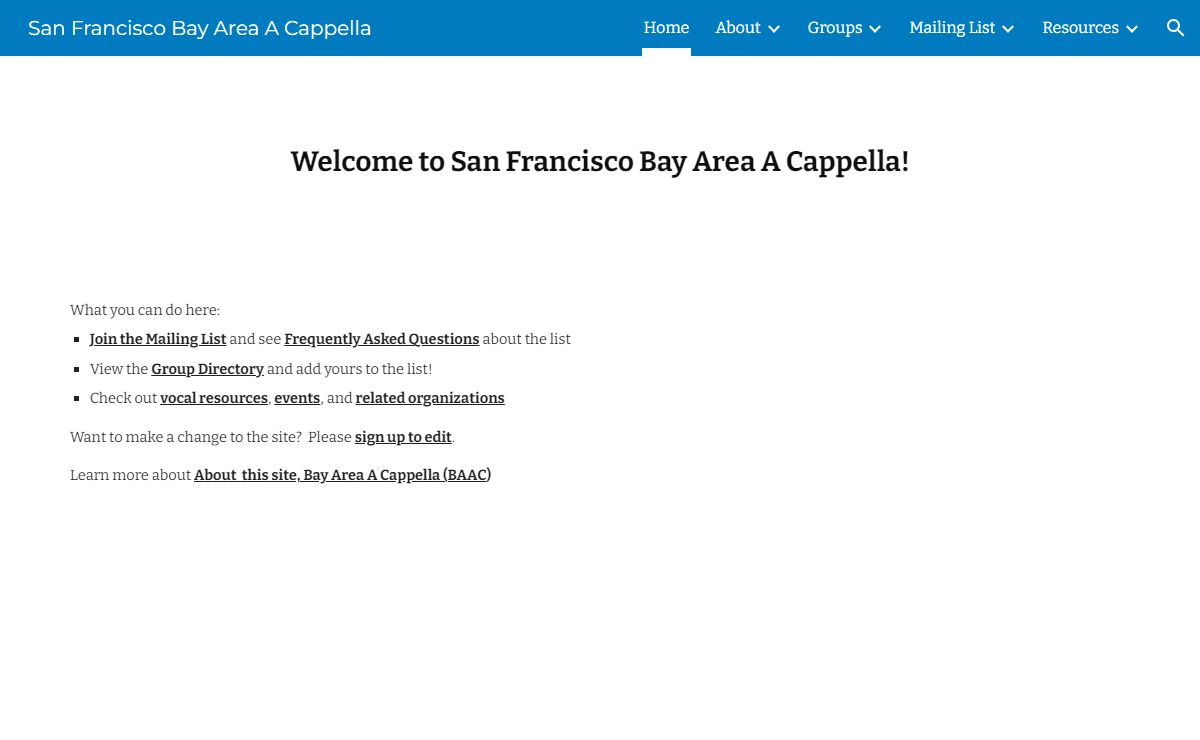 San Francisco Bay Area A Cappella
