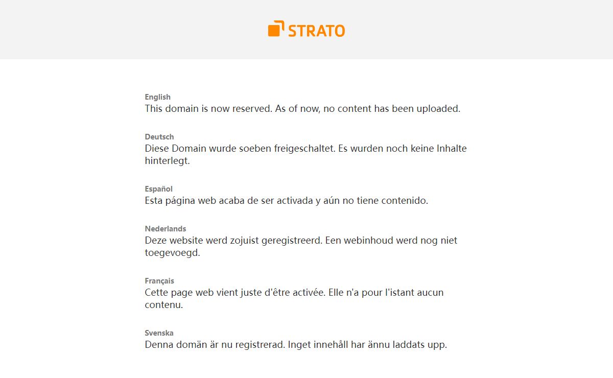 STRATO - Domain reserved