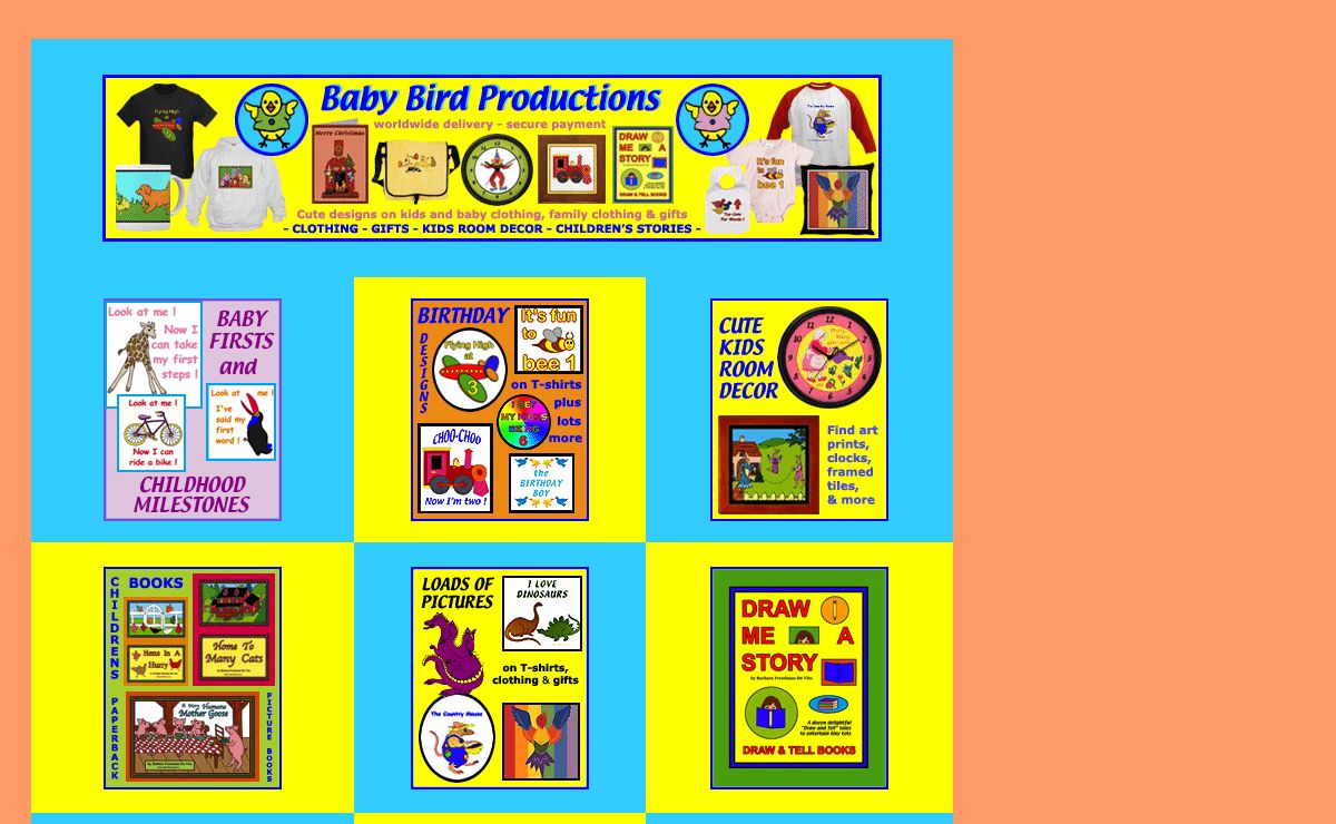 Baby Bird Productions picture books, kids T-shirts, children's clothing, kids room decor and gifts