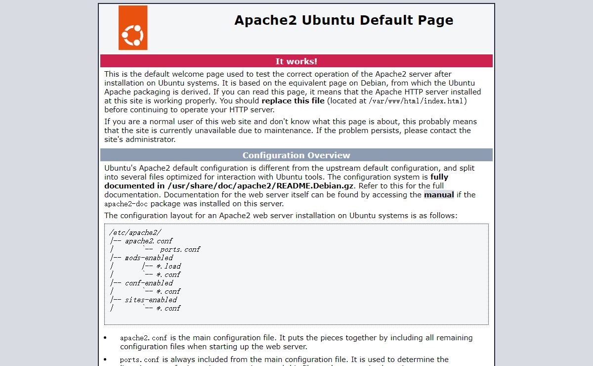 Apache2 Ubuntu Default Page: It works