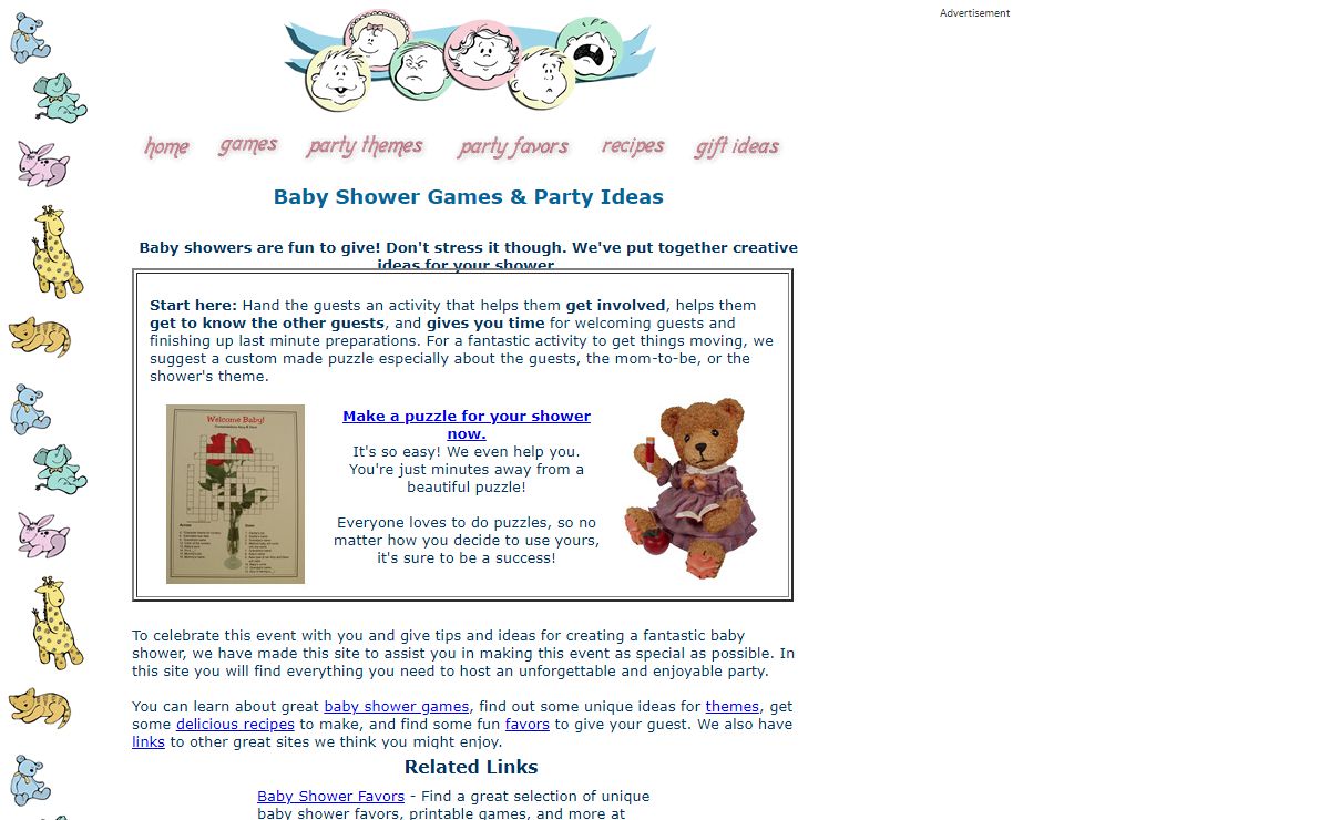 Baby Showers Guide--themes, games, recipes and more.