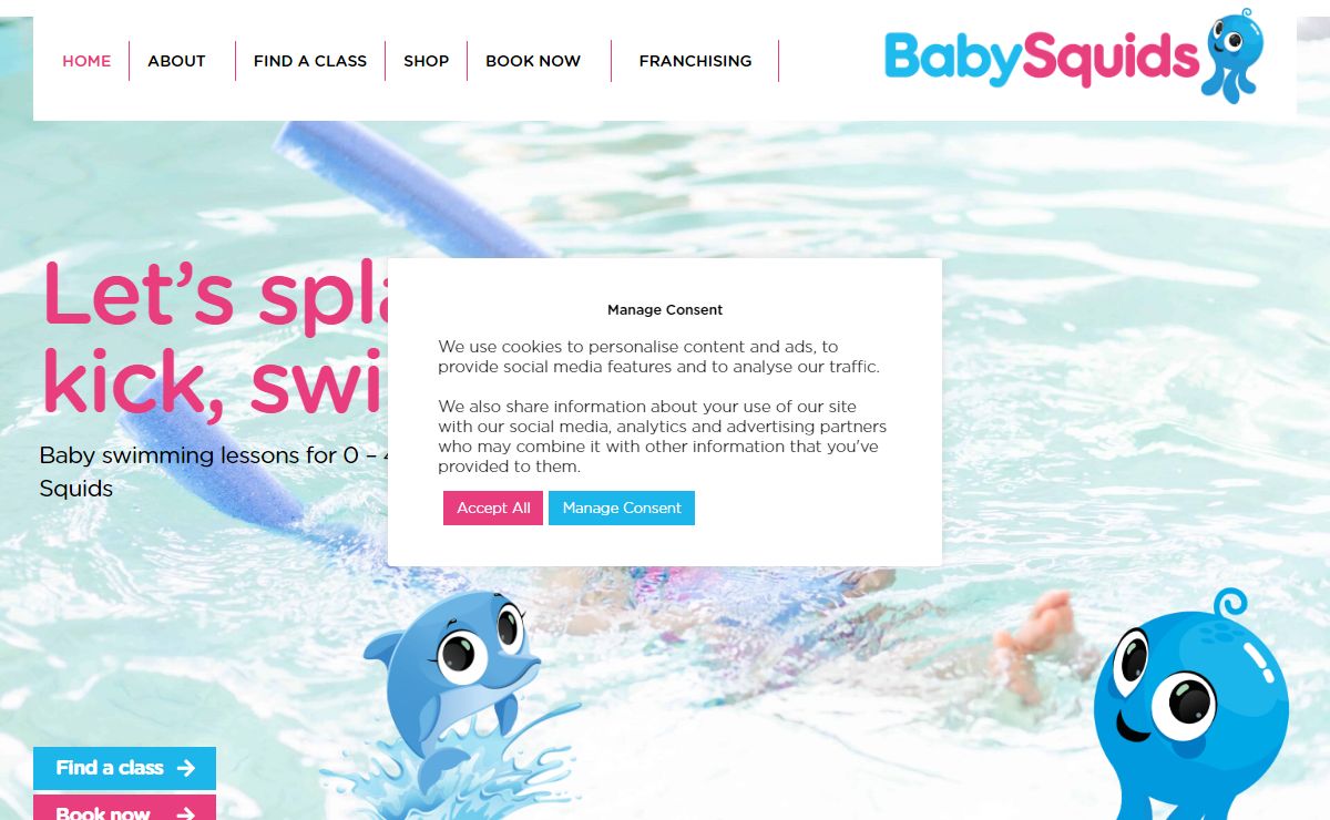 Baby Swimming Lessons for 0 - 4 year olds at Baby Squids