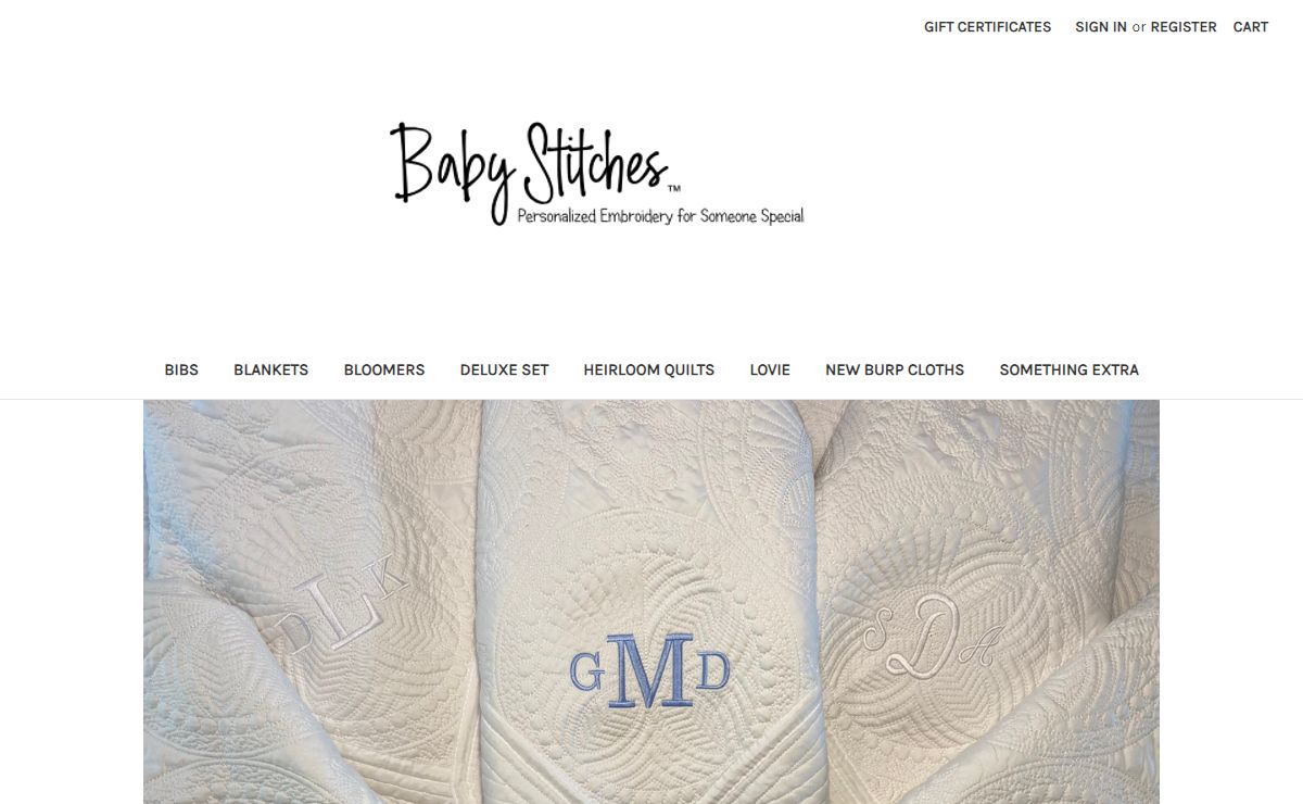 Personalized Embroidered Baby Gifts, Burp Pads, Bloomers, Bibs and Plush Toys | Baby Stitches