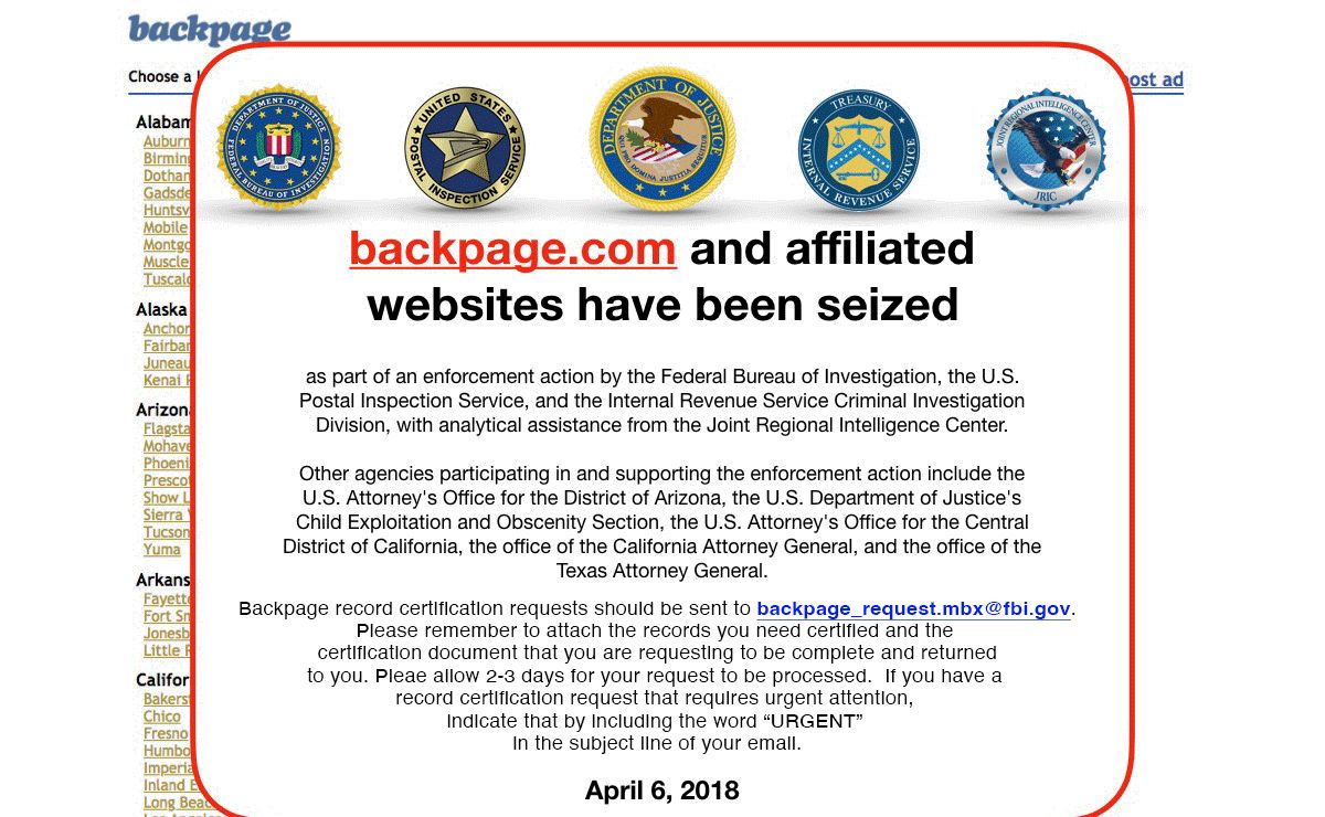 Backpage Seizure