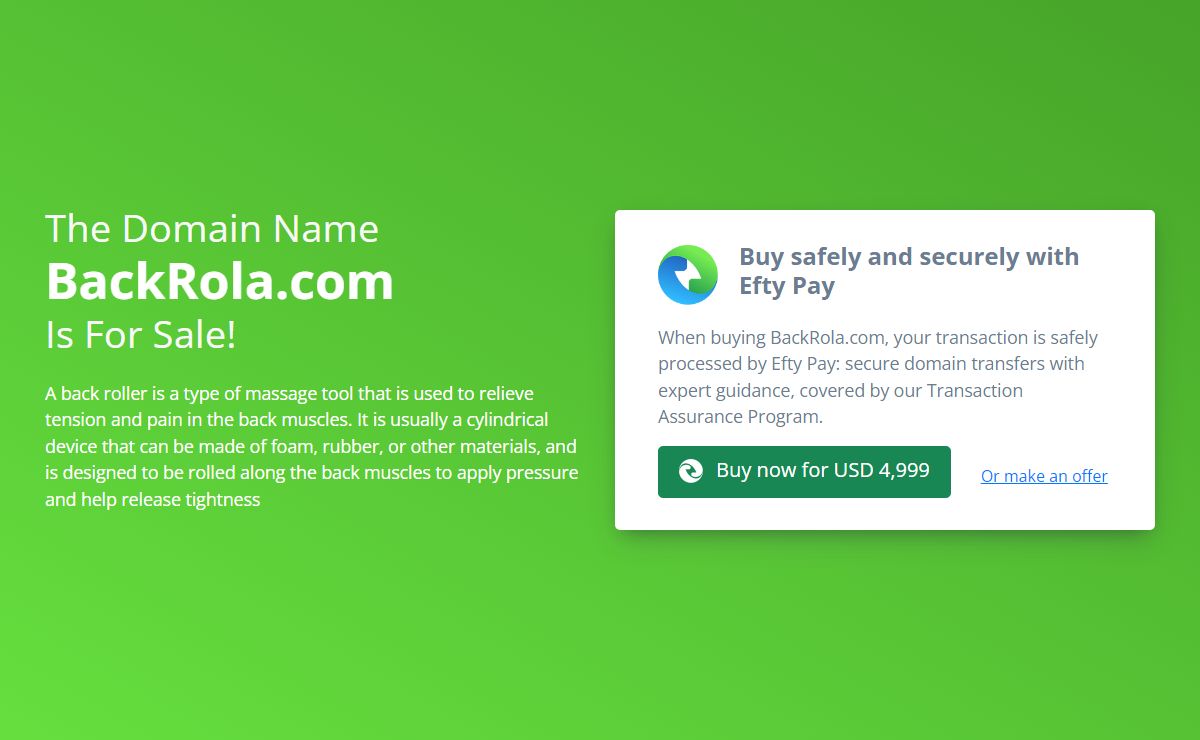 BackRola.com domain name is for sale. Inquire now.