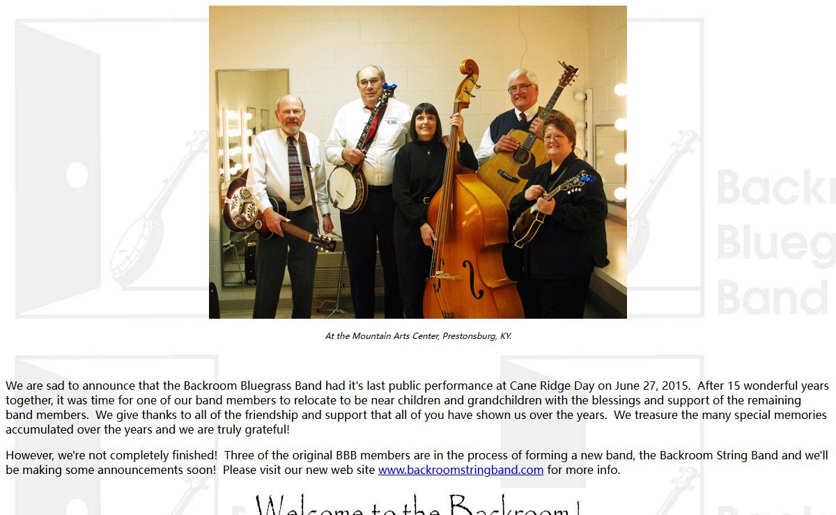  Backroom Bluegrass Band - Official Web Site
