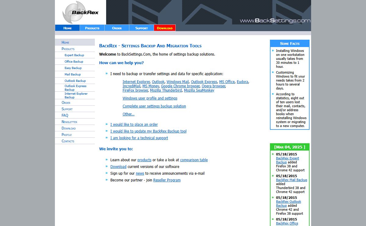 Backup Settings, Profile and Customizations - BackRex Software