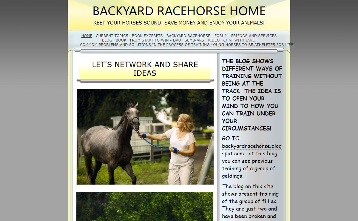 let's network and share ideas | Backyard Racehorse Home