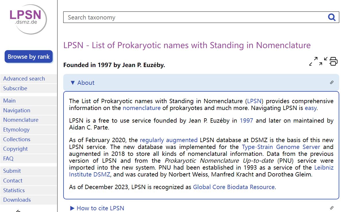 LPSN - List of Prokaryotic names with Standing in Nomenclature