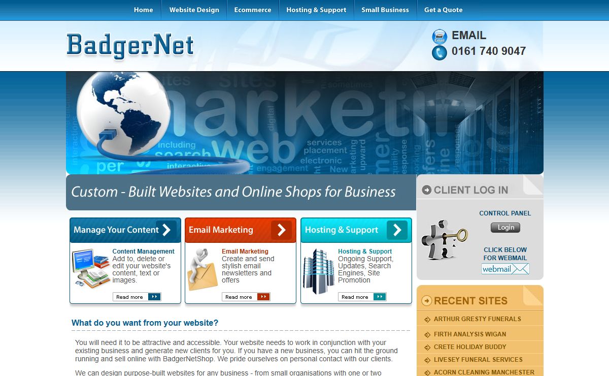 BadgerNet Website Design, Manchester, Small Business Websites, Website Hosting, E-Commerce, Online Shops, Website Promotion
