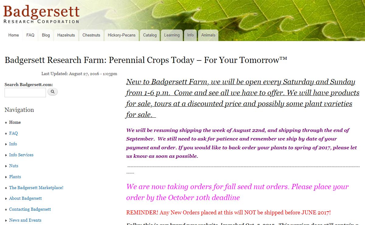 Badgersett Research Farm: Perennial Crops Today – For Your Tomorrow™ | Badgersett Research