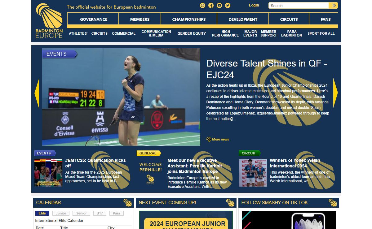 BadmintonEurope.com - Front page