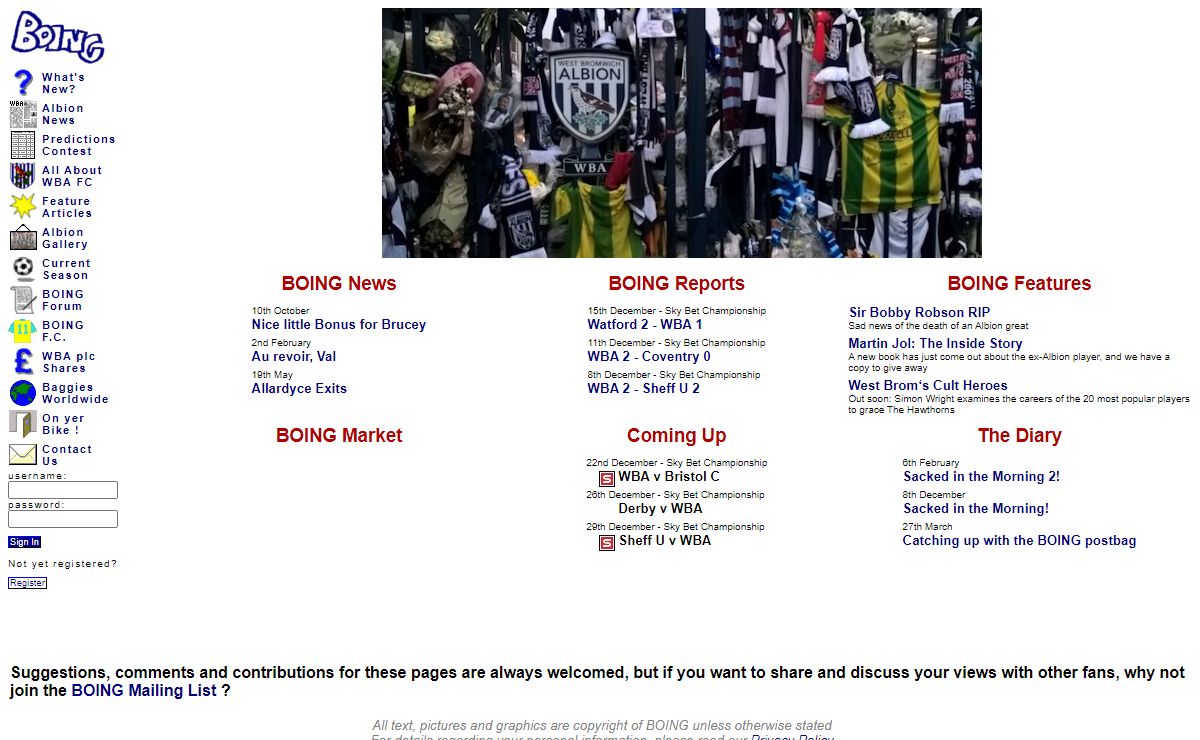 BOING: The Unofficial West Bromwich Albion Web Site