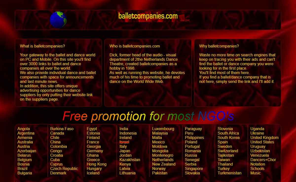 Main entrance Balletcompanies.com