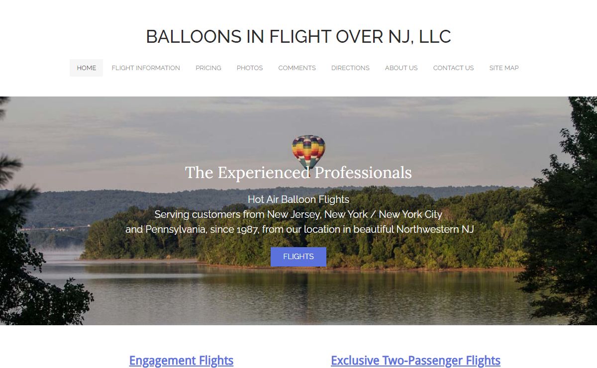 BALLOONS IN FLIGHT OVER NJ, LLC - Hot air balloon rides - Experienced Professionals serving NJ, PA and NYC - In Flight Balloon Adventures, Clinton, NJ