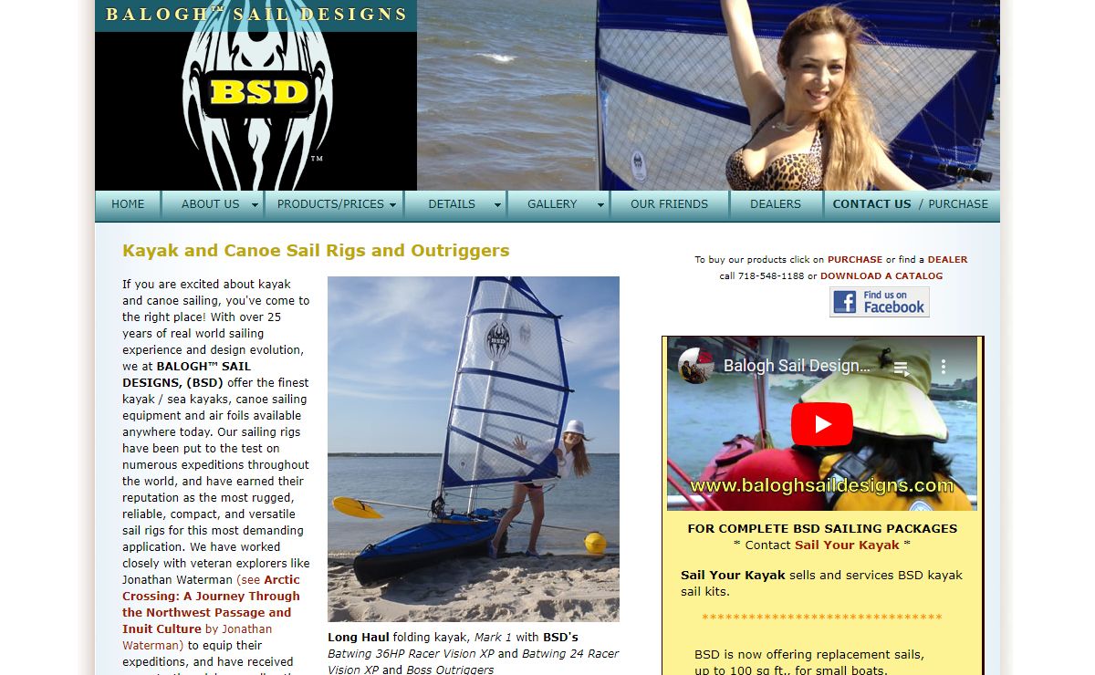 BALOGH™ SAIL DESIGNS (BSD) - Kayak | Sea Kayak Sailing | Outriggers | Canoe Sails