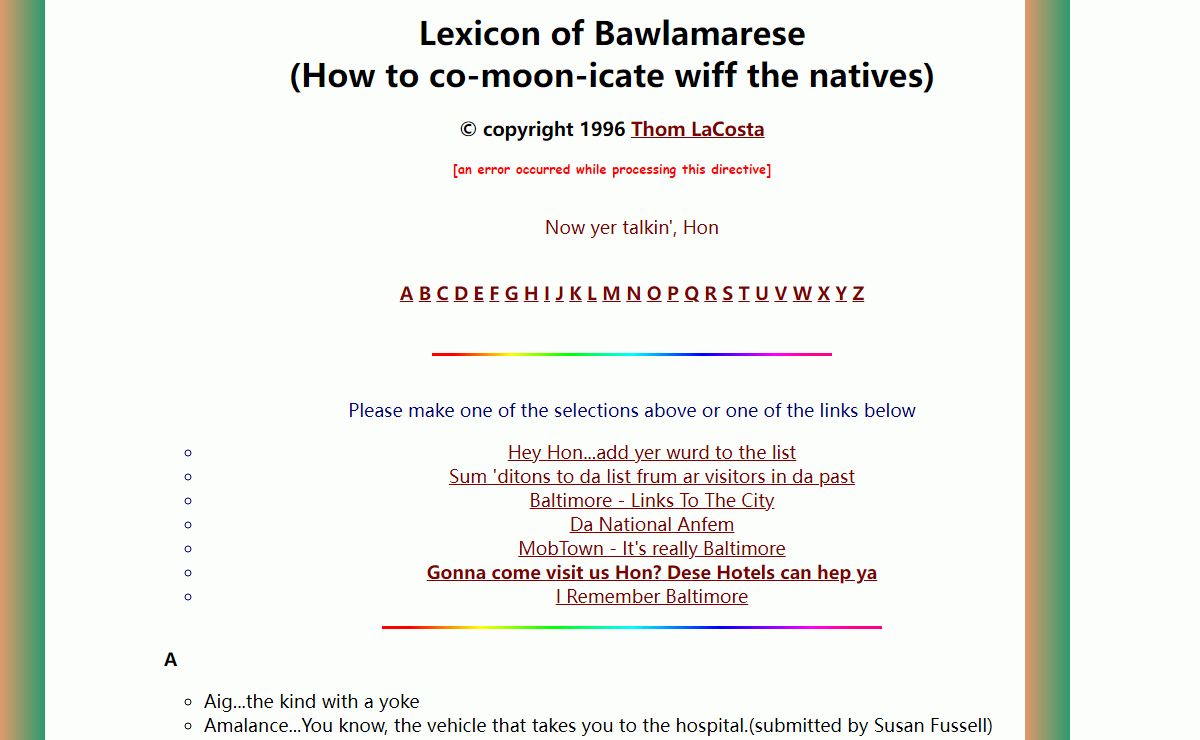 Hey HON! The Bawlamerese Lexicon