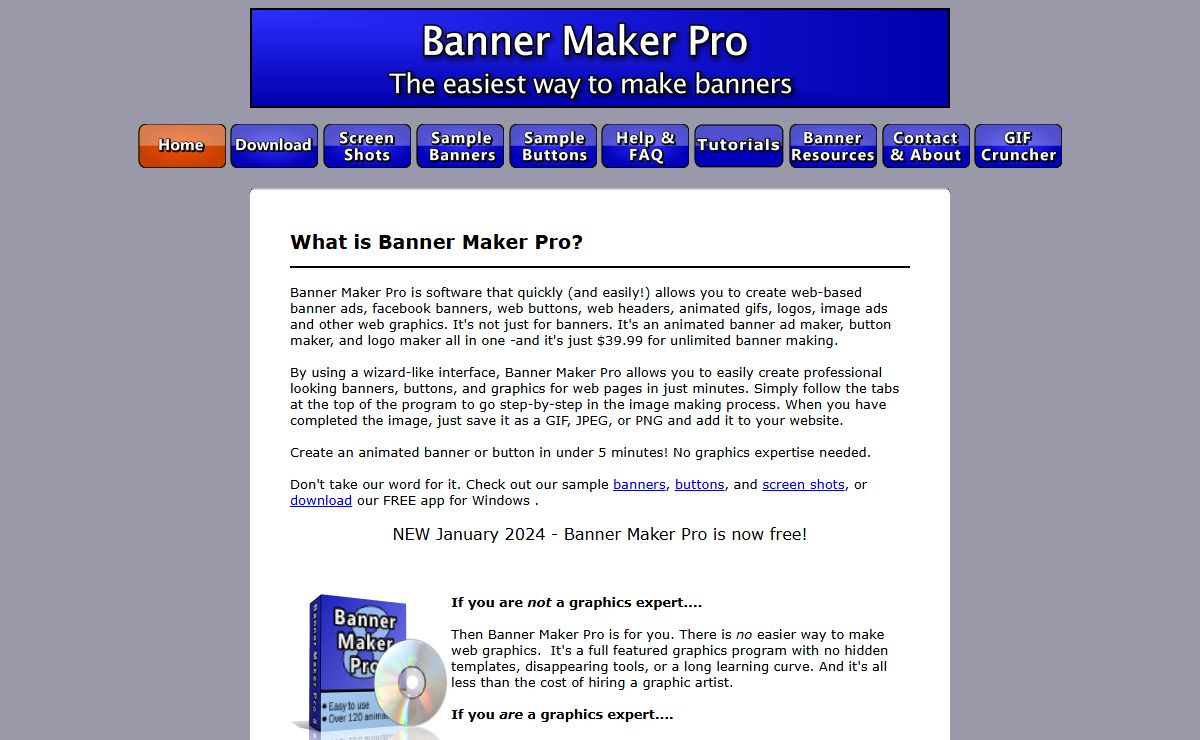 Banner Maker Pro - Create any banner ad, web header, facebook banner, button, logo, mobile banner, image ad, animated gif or web graphic quickly and easily. Design a banner in any size and add any image. Free Trial.
