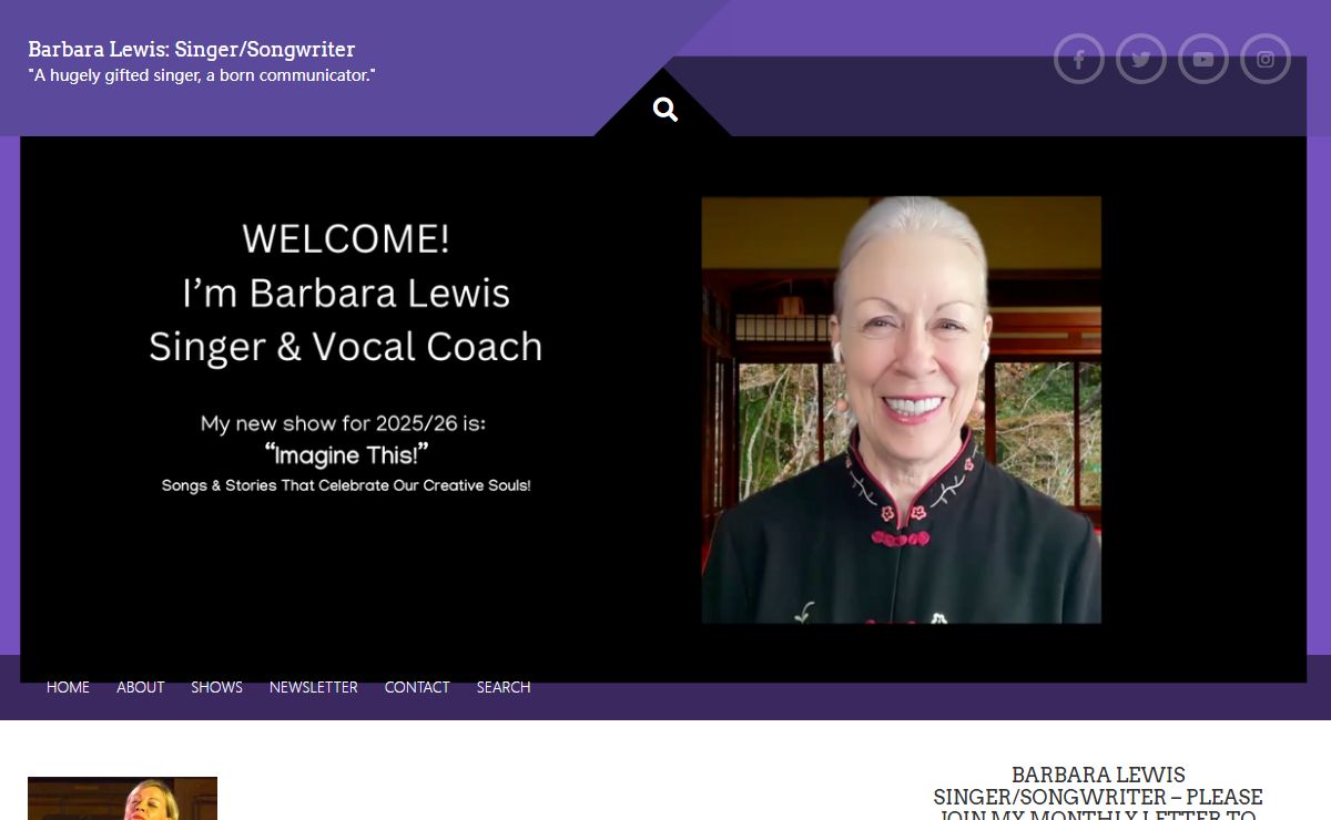 Barbara Lewis: Singer/Songwriter – "A hugely gifted singer, a born communicator."