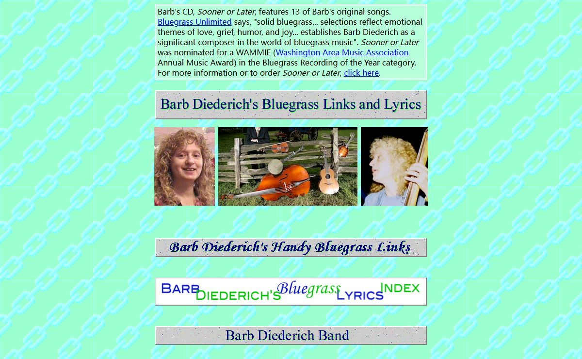 Barb Diederich's Bluegrass Links and Lyrics