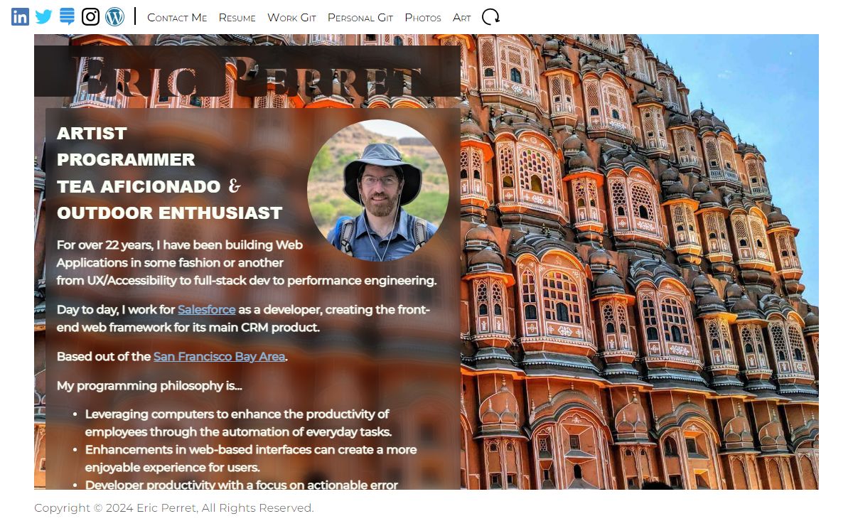 Eric Perret’s Info: Online Portfolio, Resume, Photos, & Contact Info