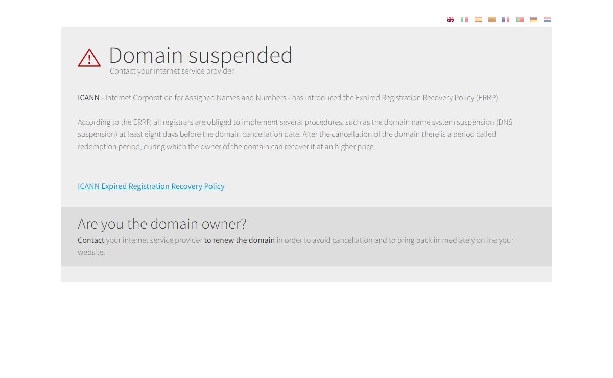 Domain suspended
