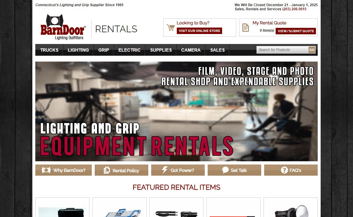 Rent Lighting, Grip, Cameras, Studio in CT Film, Video, Photo & Stage